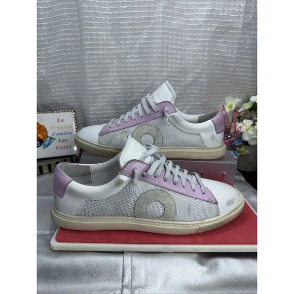 (A7) Oliver Cabell -leather Sneakers Women's in Swift-White,Pink, Size 42/11US. - Picture 1 of 13